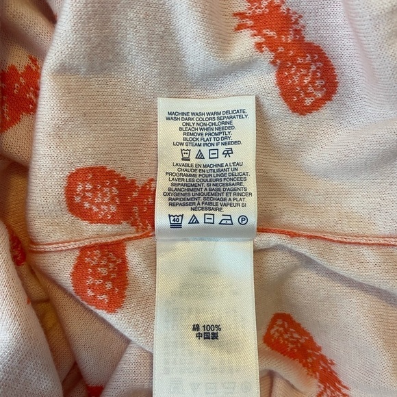 Lands End 100% Supima Cotton Sweater.  Size M. Pineapple print. Short sleeve. - Picture 11 of 11